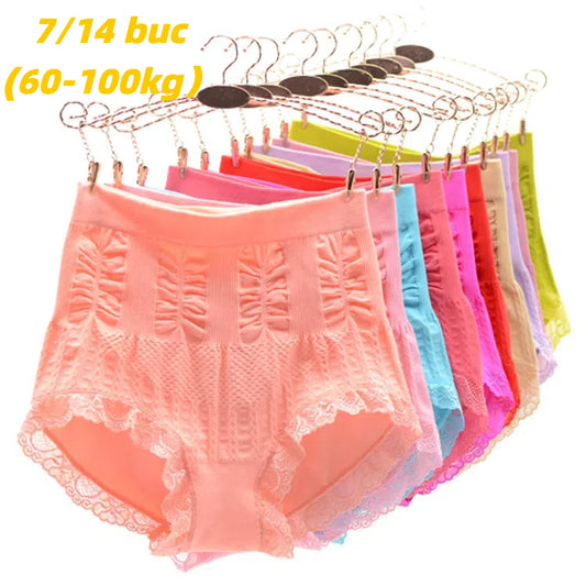 👩🔥【7 sztuk】(60-100 kg) wysokiej elastyczności, antybakteryjne majtki wysoki stan, modelujące brzuch, bielizna plus size-3887689