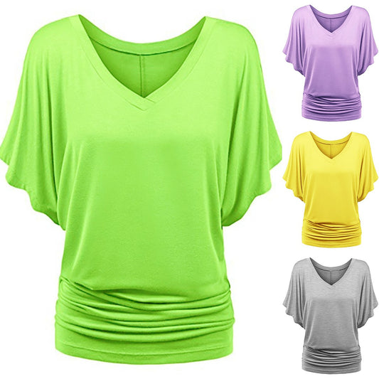 👕✨[50% zniżki] [S-5XL] Damska koszulka z krótkim rękawem, nowa na rok 2025, modne rękawy typu nietoperz