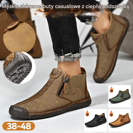 🥾Całkowicie ręcznie robione męskie buty marki Martens ze skóry naturalnej (38-48), z podszewką puchową i zamkiem błyskawicznym - ciepłe, wygodne i eleganckie, odpowiednie na zimę.