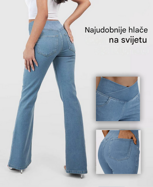 【XS-4XL】Traperice visokog struka, uskog kroja i zvonastog kroja koje podižu bokove