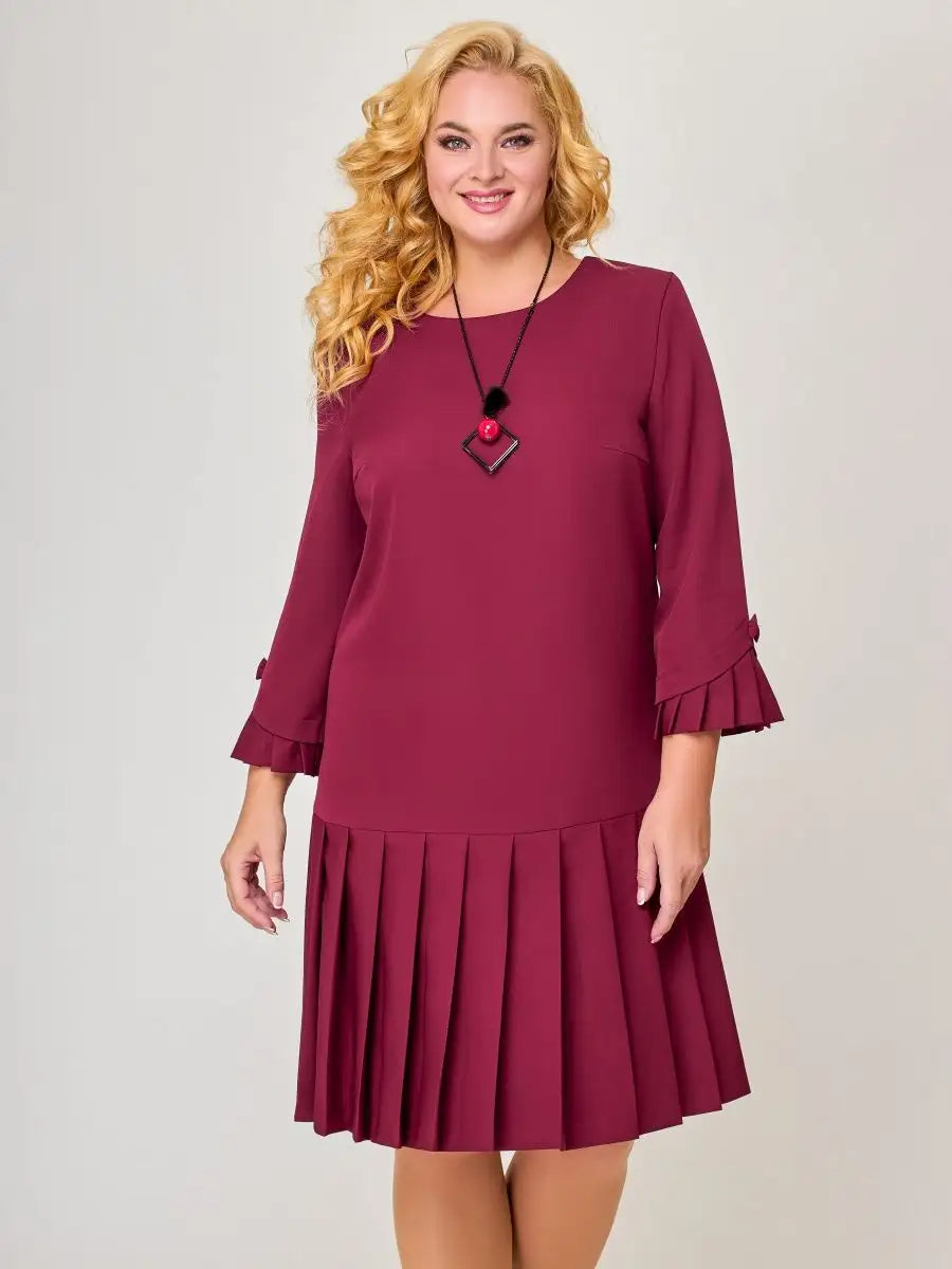 💌 【S-5XL】👗 2024 zimowa nowa wysokiej jakości elegancka sukienka w jednolitym kolorze 3819775