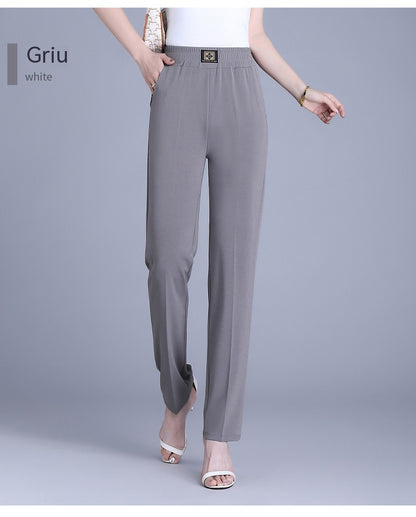 【XL-6XL】👖Letnie spodnie z wysokim stanem i prostą nogawką z lodowego jedwabiu