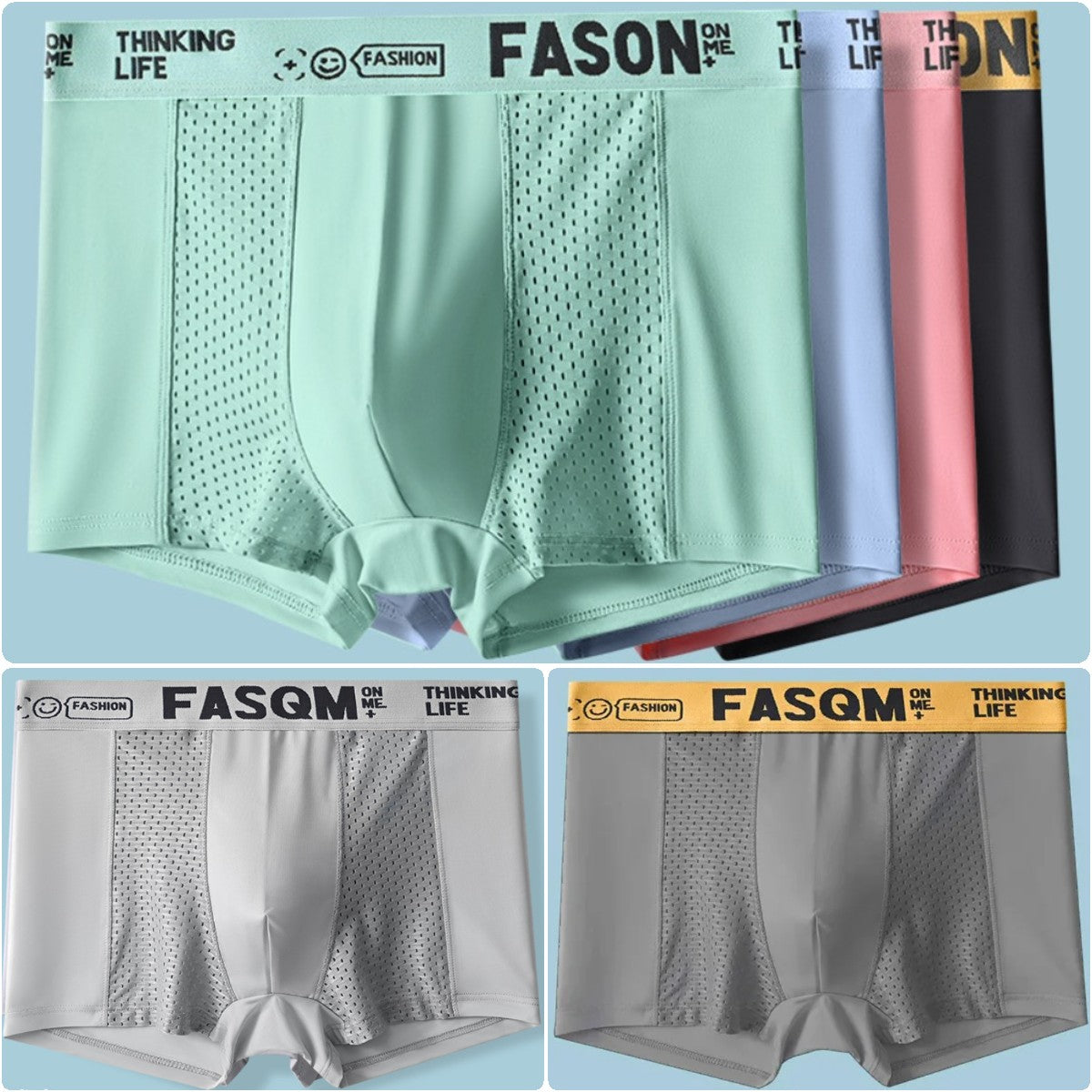 🔥✨【Specjalne oferty letnie🔥】【6 opakowań】Letnie męskie oddychające bokserki z siateczki z lodowego jedwabiu-4034153