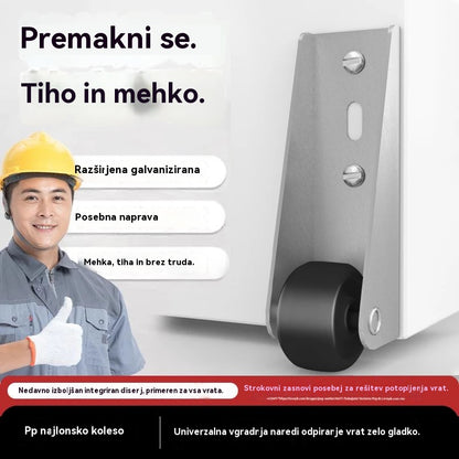 【4 koles + 16 vijakov】🚪 Nosilec za drsna vrata na kolesih – tih, nastavljiv, enostaven za namestitev 🔧
