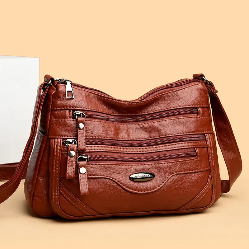 🔥💟Nová crossbody kabelka, všestranná a elegantná, s viacerými priehradkami, vhodná pre ženy stredného veku, s pranou povrchovou úpravou.
