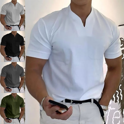 👕【Letnia oferta】【S-5XL】Męska koszula z krótkim rękawem i dekoltem w serek