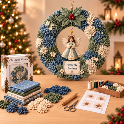 ⏰ ✨ Napravite božićni vijenac koji ćete s ponosom pokazati 🎄❤️ Komplet za izradu (3D tehnika umetanja tkanine) s uključenim podukama i vodičem.