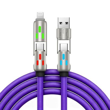 🔥 (duljine 2 metra) 4-u-1 PD 240W kabel – USB-C, Lightning i USB-A brzo punjenje, aluminij i silikon, sinkronizacija podataka ⚡📱