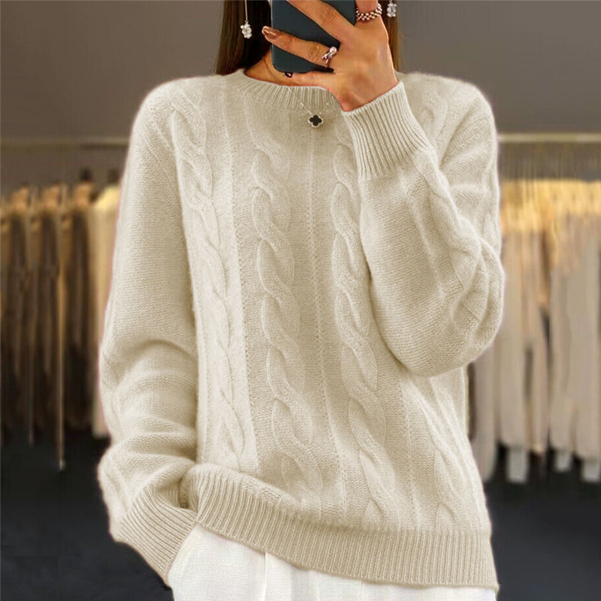 🔥⛄【S-XL】Nowy sweter z wełny na jesień i zimę 2025, jednolity kolor, wysokiej jakości