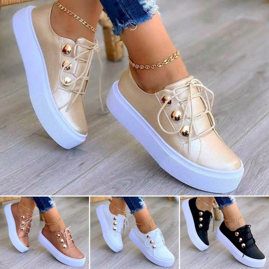 【35-43】Nowe damskie buty na co dzień z grubą podeszwą i okrągłymi noskami 3733235