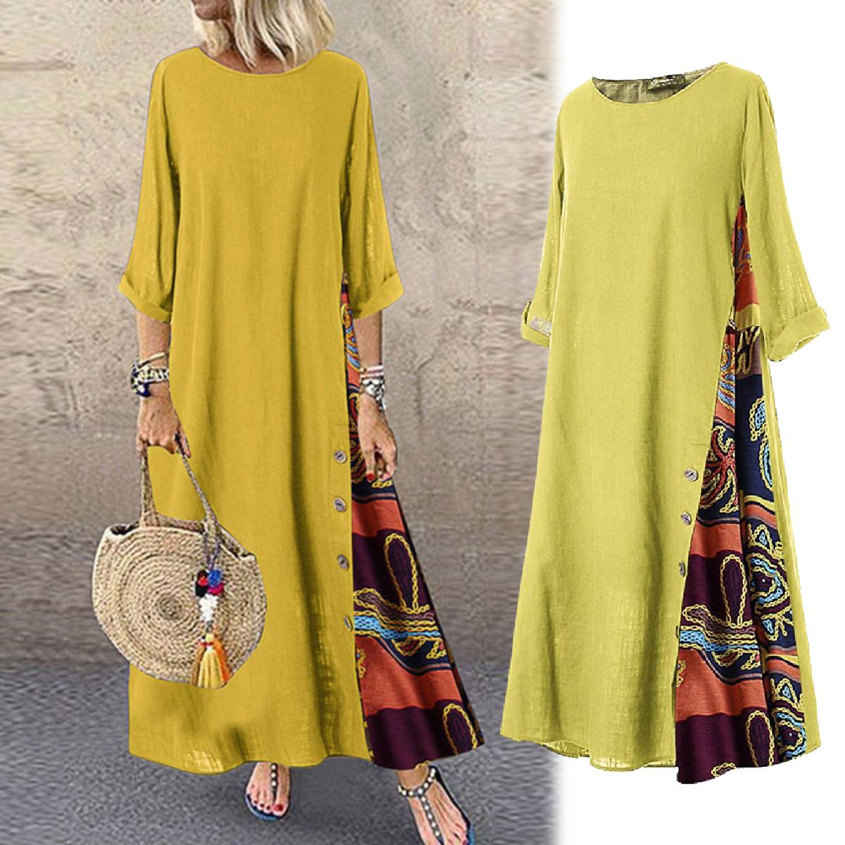 【M-5XL】 Damska elegancka sukienka z nadrukiem w stylu retro