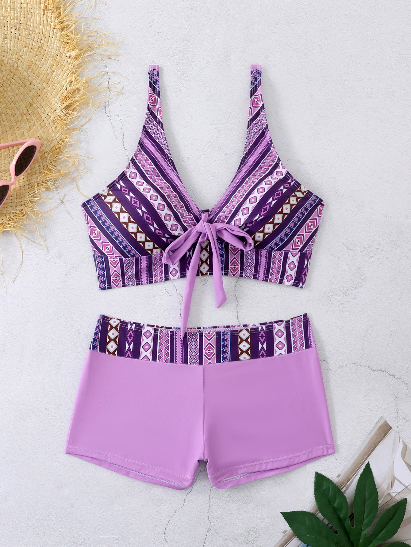🏊‍👙🌴Elegancki, drukowany, oversize'owy kostium kąpielowy