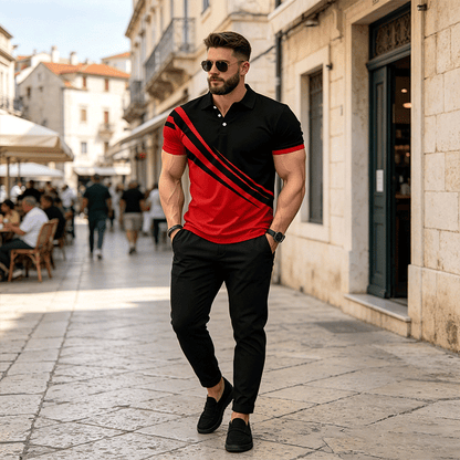 🔥 Ograničena zaliha, sniženje za 30 € 【Veličine S–6XL】 Visokokvalitetne ljetne prugane muške polo majice s kratkim rukavima, stilske i lako kombinabilne