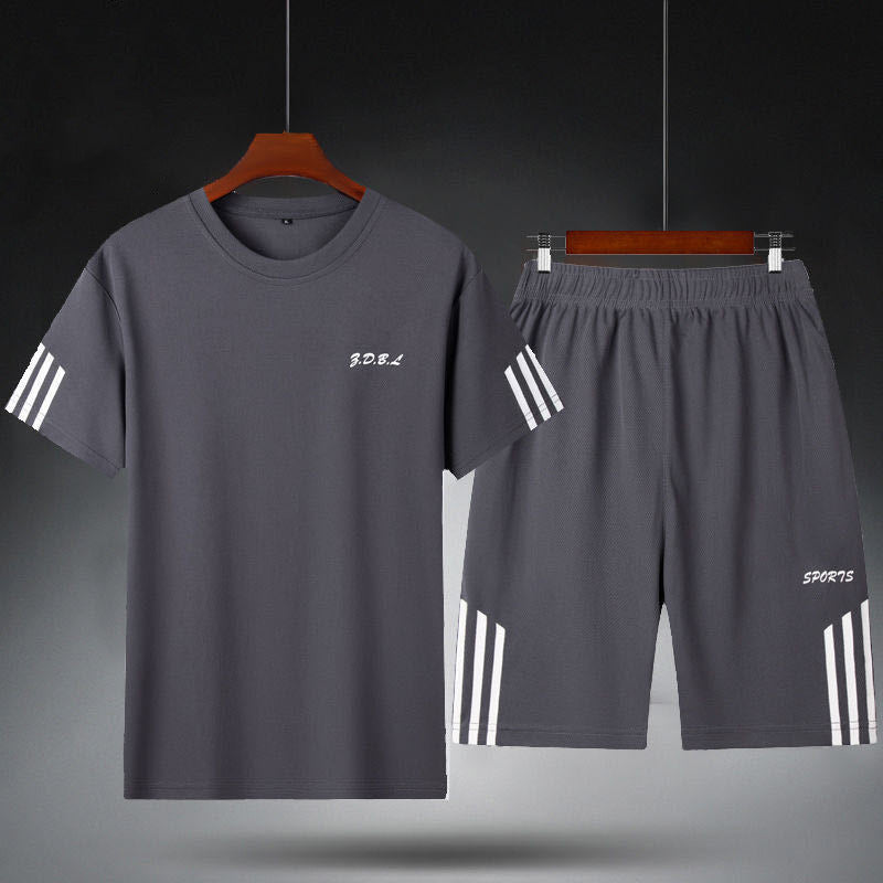 【45-100 kg】Letni męski dres, oddychająca i szybko schnąca siateczka, stylowy wygląd, odpowiedni zarówno do uprawiania sportu, jak i na okazje biznesowe.