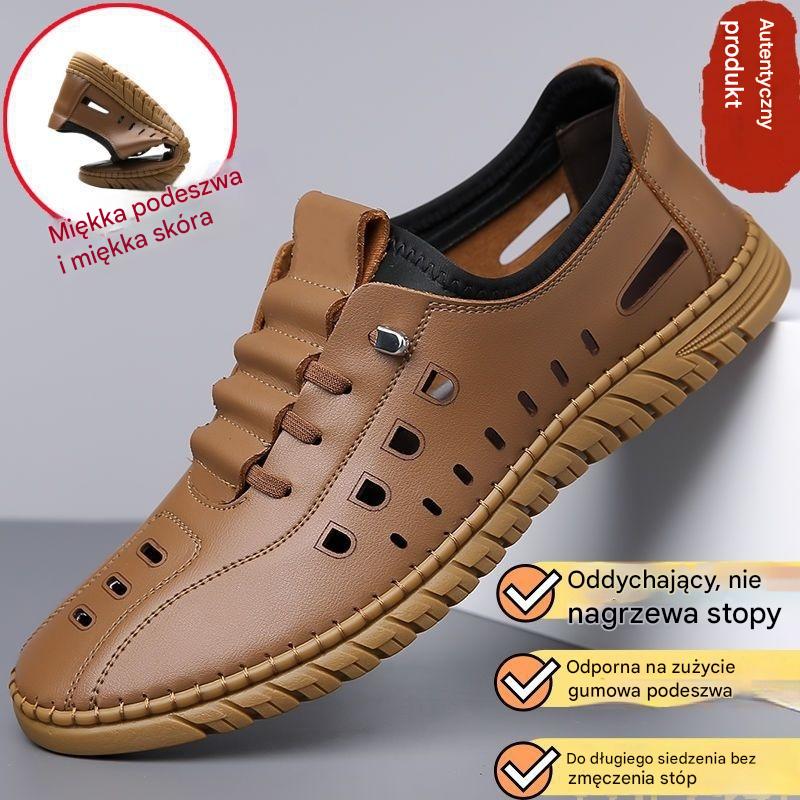 😎Wyprzedaż końcowa rozmiary 39-44 Letnie męskie sandały ze skóry naturalnej przewiewne i z miękką podeszwą👟