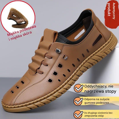😎Wyprzedaż końcowa rozmiary 39-44 Letnie męskie sandały ze skóry naturalnej przewiewne i z miękką podeszwą👟