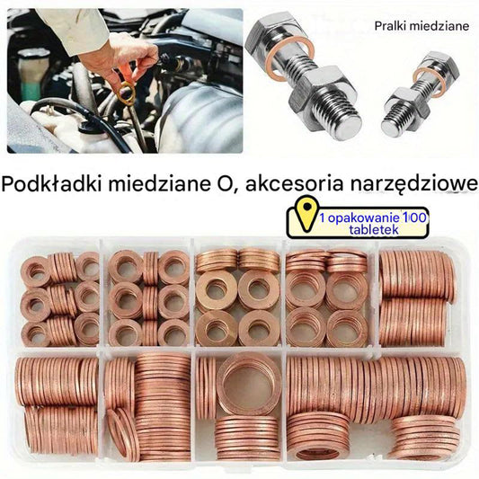 🔥📌【100 buc.】Cutie de șaibe de cupru purpurii / O-Rings cu dopuri de ulei 3876425