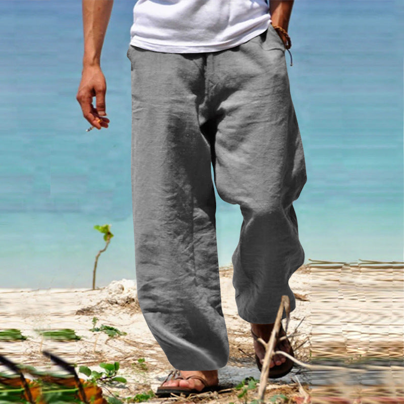 👖🕺【45% zniżki -S–5XL】😍Letnie męskie szerokie proste spodnie w dużym rozmiarze w jednolitym kolorze, ściągacz w pasie, swobodne, oddychające