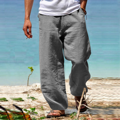 👖🕺【45% zniżki -S–5XL】😍Letnie męskie szerokie proste spodnie w dużym rozmiarze w jednolitym kolorze, ściągacz w pasie, swobodne, oddychające