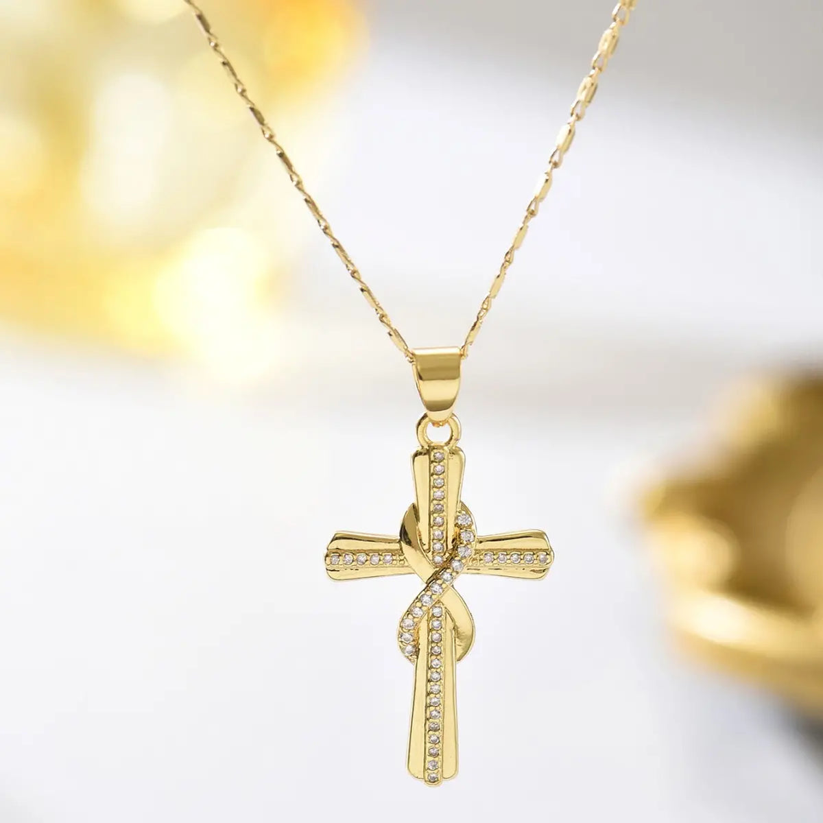 🎀💖Ogrlica s beskonačnim križem i dijamantima od 14 karata
