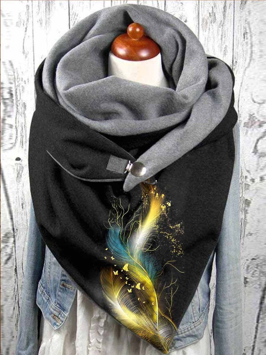 🔥Modny, klasyczny ciepły szalik turban [35% rabatu]🔥Ciepły szalik z bawełnianym nadrukiem i guzikami--3776320