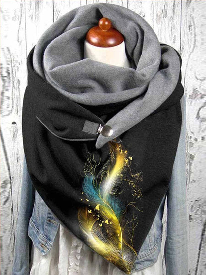🔥Modny, klasyczny ciepły szalik turban [35% rabatu]🔥Ciepły szalik z bawełnianym nadrukiem i guzikami--3776320