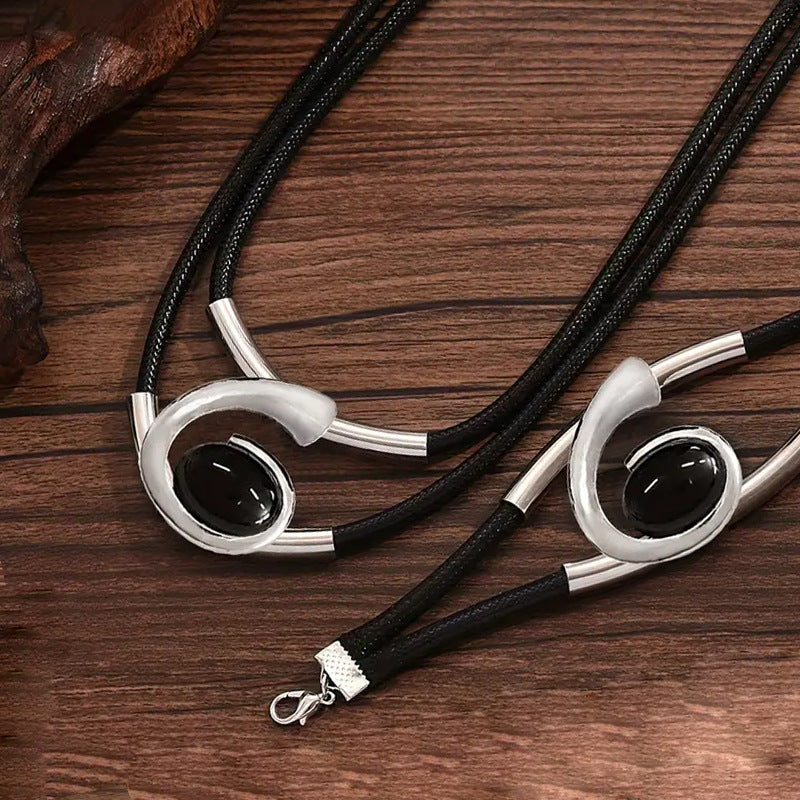 ✨🔥【Náhrdelník + náramek】Sada náhrdelníku a náramku v bohémském stylu s drahokamy