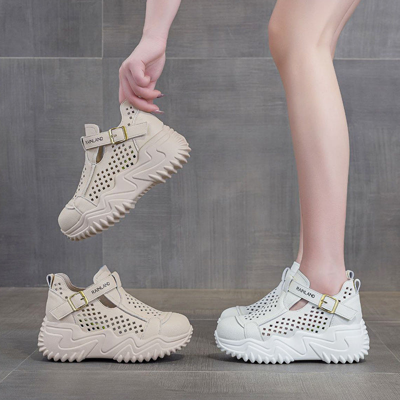 👟【35-40】Nowe sandały damskie z grubą podeszwą, wydrążone, 2025