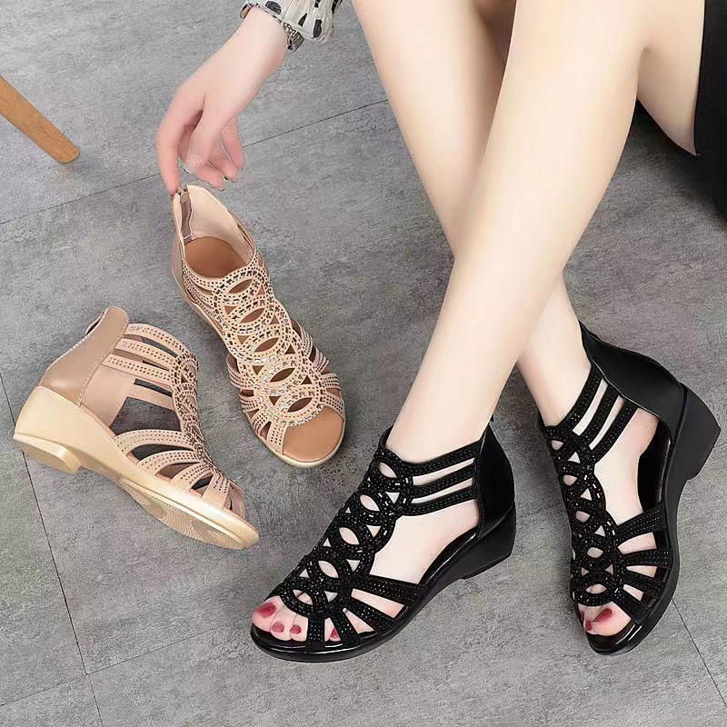 👡【35-40】Sandały średniej wysokości, oddychające, miękka podeszwa, miękka skóra, elastyczne i modne--3700671
