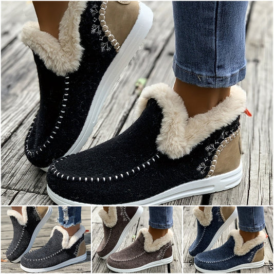 【36-43】2024 Nowe krótkie buty damskie z podszewką z pluszu 3767925