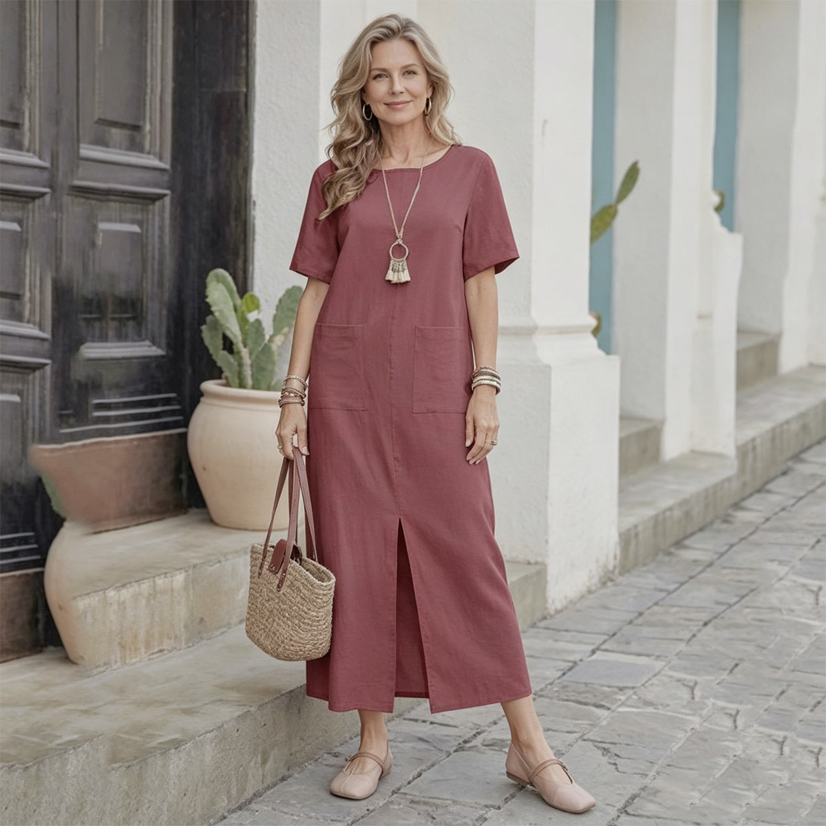 🌻 Popust -50% 🔥🔥【40-120 kg】Nova ženska haljina s cvjetnim printom, dvodijelna haljina s okruglim izrezom ✅Plaćanje pouzećem ✅2 artikla sa 70% popusta