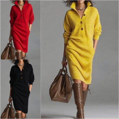 🔥【S-3XL】Nova pletena obleka z ovratnikom v evropskem in ameriškem slogu iz leta 2025.