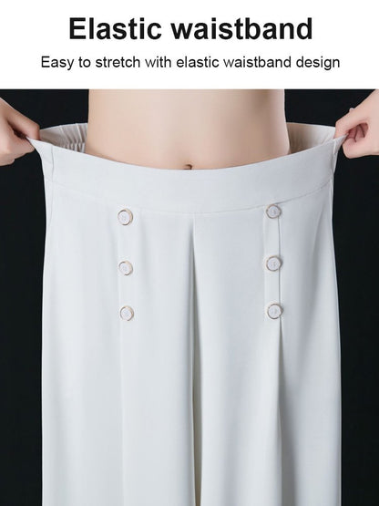 【M-5XL】Modna, drapowana spódnica damska z szerokimi nogawkami i wysokim stanem 3631296