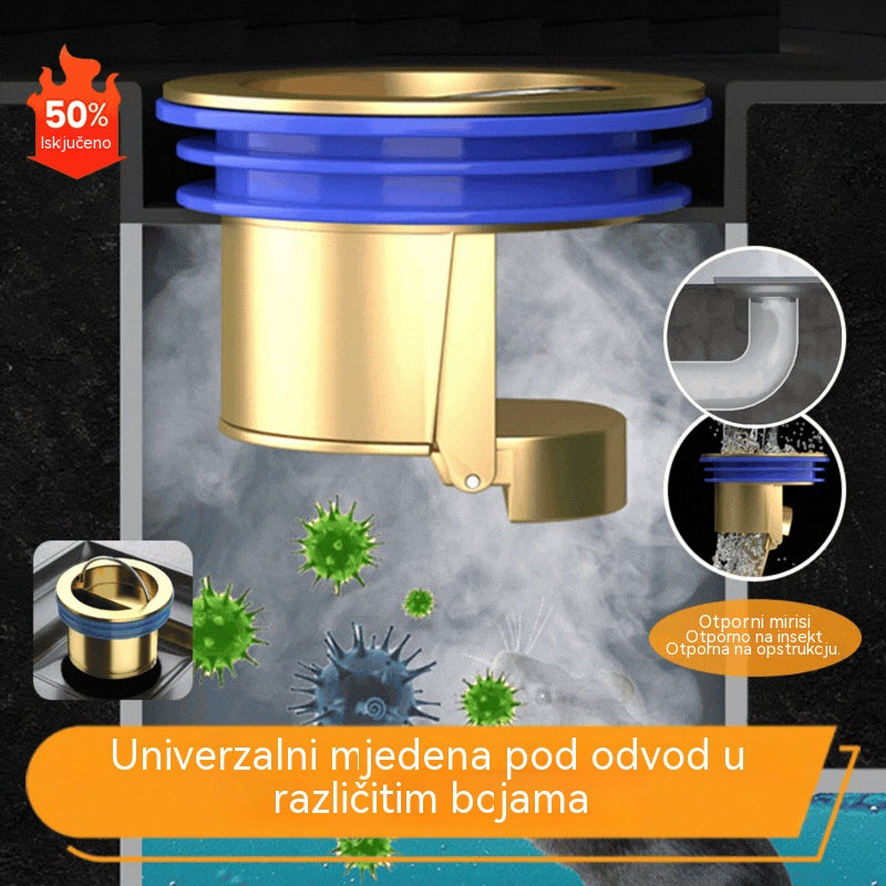 🔥Kupite 1, dobijte 1 GRATIS!🔥 Univerzalni mesingani podni odvod s jezgrom protiv neugodnih mirisa 🚿✨