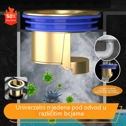 🔥Kupite 1, dobijte 1 GRATIS!🔥 Univerzalni mesingani podni odvod s jezgrom protiv neugodnih mirisa 🚿✨