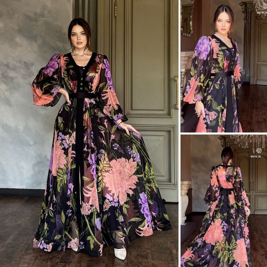 🔥【Najlepiej sprzedający się】💗【S-5XL】Nowa modna tiulowa sukienka z nadrukiem 3733364