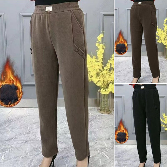 🔥🔥【49% OFF】【2XL-5XL】Nowe, jesienne i zimowe, pogrubione, aksamitne, luźne spodnie na co dzień w dużych rozmiarach  3825223