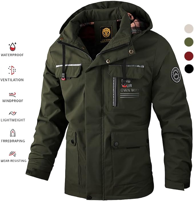 🔥 【M-4XL】 2024 Jesienno-zimowa nowa męska ciepła kurtka wiatroszczelna i wodoodporna-3766599