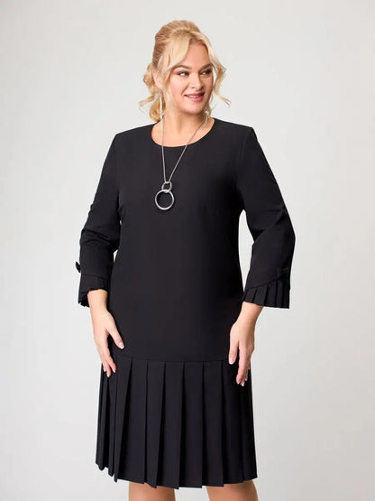 🔥 Jesenska ponudba 【S-5XL】👗 Elegantna enobarvna obleka z dolgimi rokavi