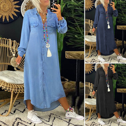 💥👘【50% zniżki 🔥】【S-5XL】😍2025 nowa damska sukienka jeansowa w dużym rozmiarze