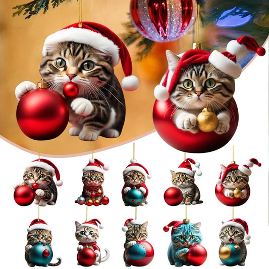 🔥🐈【Kup 7, a 3 otrzymasz gratis】🎄10 sztuk😻Ozdoby choinkowe w kształcie kotków. wiszące akcesoria dla kotów--3784897