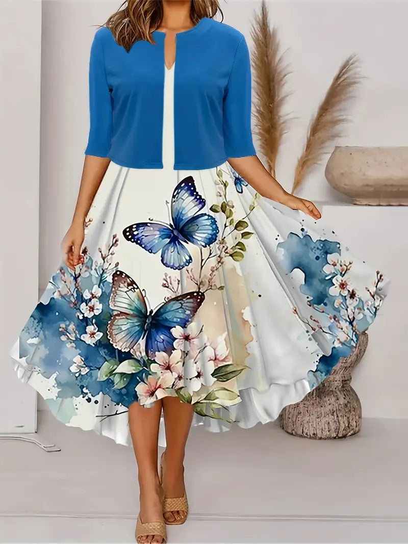👗💗Dwuczęściowy zestaw sukienka typu swing plus mała marynarka 3711847