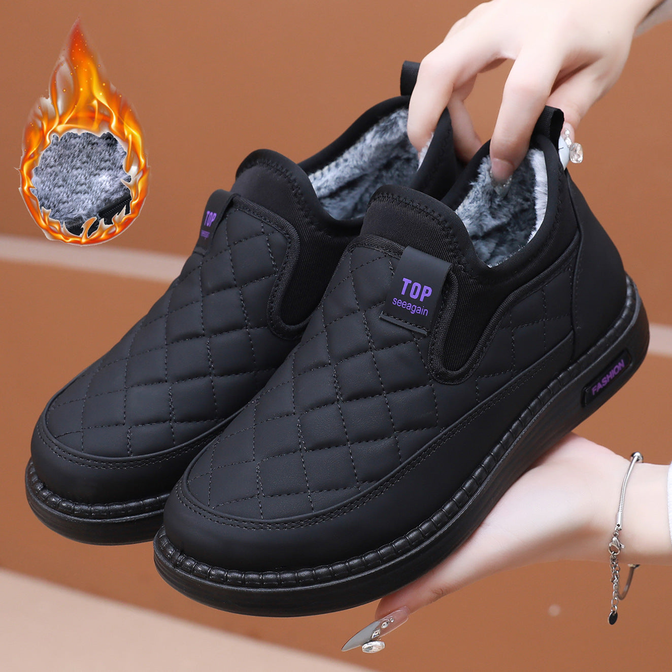 👢【36-41】 2024 nowe zimowe buty, wodoodporna skórka bawełniana, plus aksamitnie ocieplone, ciepłe, płaskie, antypoślizgowe botki damskie 3809803