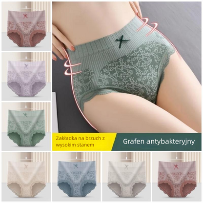 🔥【Kup 4, a 4 otrzymasz gratis】🔥Damska antybakteryjna, pochłaniająca wilgoć bielizna z wysokim stanem 3686329