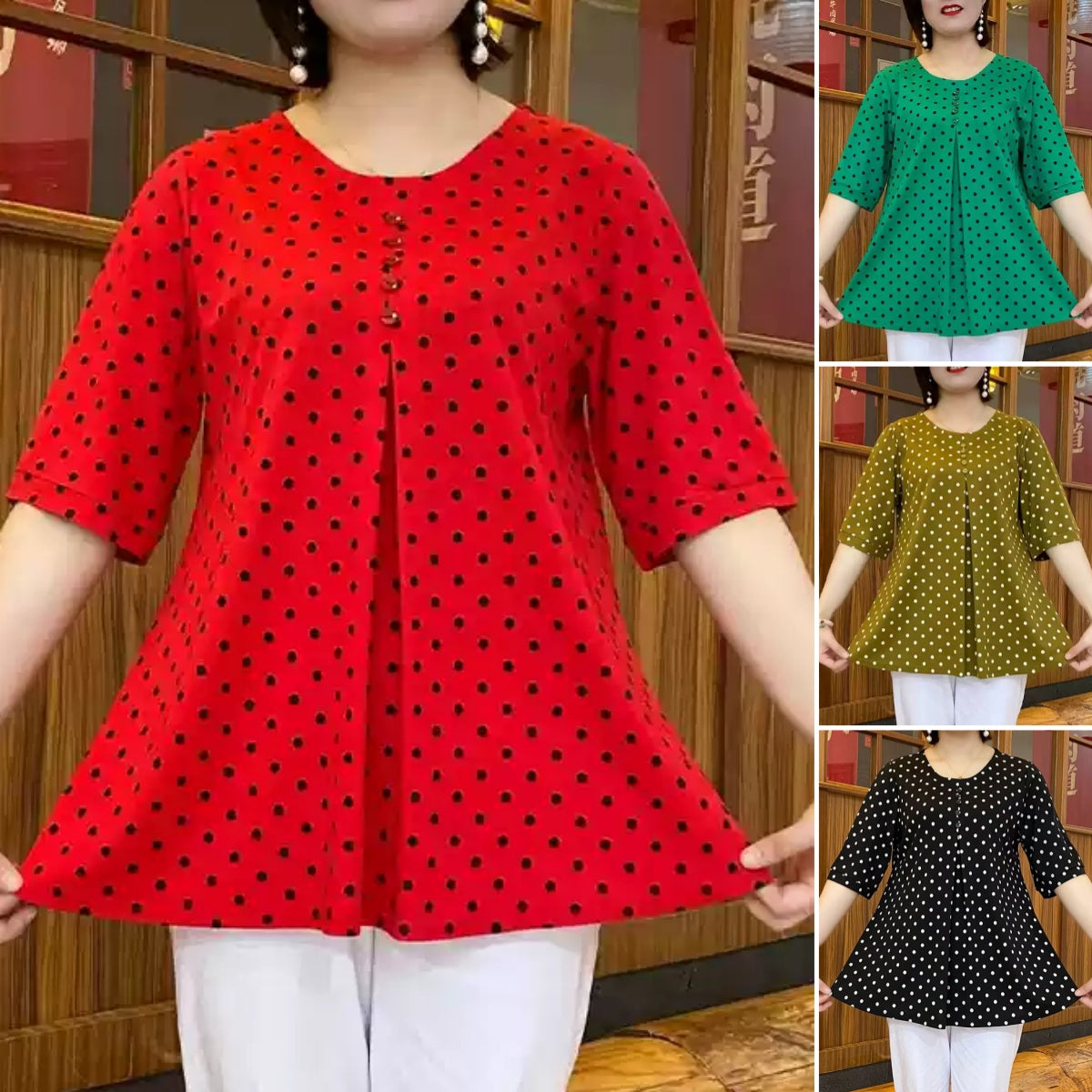 ❤️【Rabat 100 zł】 Nowa koszulka z krótkim rękawem z nadrukiem w kropki 2026