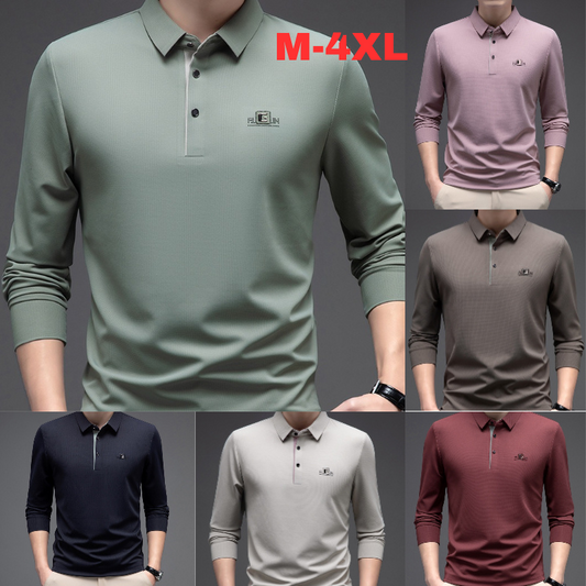 🔥👔【M-4XL】2025 nowa męska wiosenno-jesienna koszula biznesowa casualowa Koszulka polo, wygodna i miękka 💖