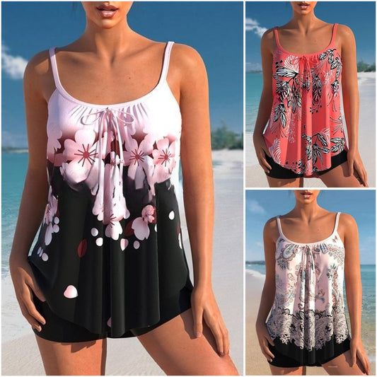 🌈🌴✨【40-110KG】2023 nowy dwuczęściowy zestaw bikini z nadrukiem plus size--3713644