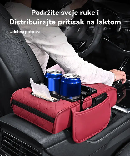 Univerzalna 4-u-1 kožna podloga za naslon za ruke ✅ Ugrađena kutija za maramice ✅ Držač za čaše