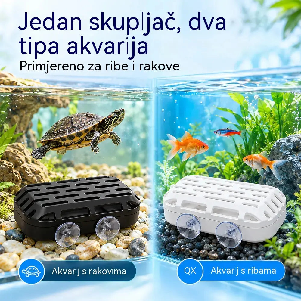 🐢 Sakupljač otpada za akvarij i kornjače · Gravitacijsko sakupljanje · Dvije vakuumske čašice · Jednostavno čišćenje!
