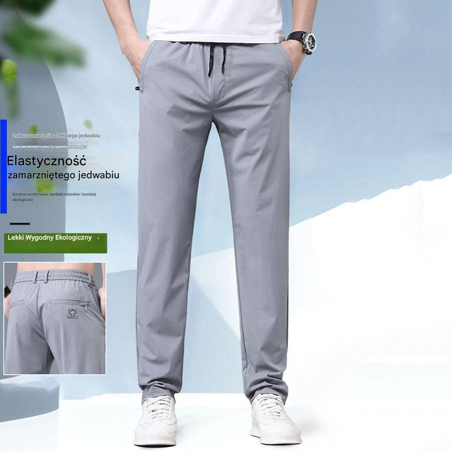 【40-115 kg】🔥2025 Męskie wiosenne i letnie nowe elastyczne spodnie casualowe Ice Silk Quick-Drying, cienki materiał Ice Silk, odświeżające i oddychające